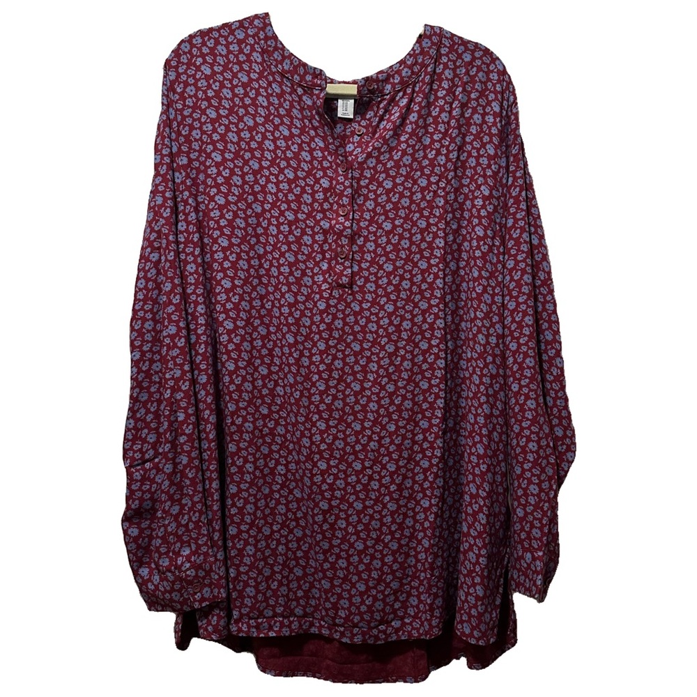 Women's Burgundy Patterned Top